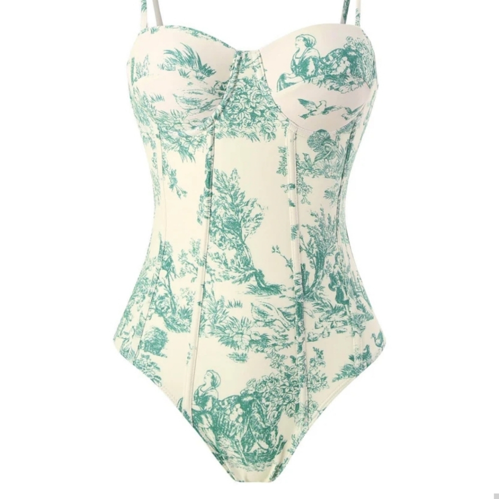 1960'S Vintage Floral Swimsuit & Coverup - Picture 2 of 3